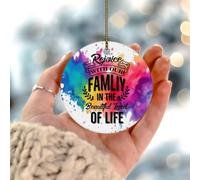 Natale Ciondolo Rejoices With Our Family In The Beautiful Land Of Life Round Personalized Ornamento In Ceramica Décoration D'Arbre De Noël Rimovibile Ornements D'Arbre De Noël Per Interno 7.3CM