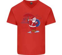 Natale Climate Change Questioni Babbo Natale Uomo Scollo A V Cotone T-Shirt