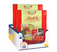 Natale con Lindt 2025 Strenna Rossa con 5 pezzi: Panettone, Tavoletta di Cioccolato a Latte e Fondente, Praline, Spumante, confezione per regalidea (2)