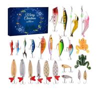 Natale conto alla rovescia - 24 giorni di Set Natale Avvento - Esche realistiche per acqua salata acqua dolce trota adulti pescatori Teen Dad Outdoor Dock Beach Lakes