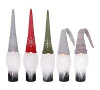 Natale Coperchi per bottiglie di vino 5 pezzi Decorativi fatti a mano Babbo Natale Coperchi per bottiglie di vino di Natale Borse per alcolici Whisky Champagne Decorazioni per feste di Natale Festival