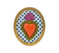 Natale Cornice ovale oro con cuore multicolor 22x18 cm, MAISON20