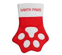Natale Cucciolo Zampa Stampa Calza Con Rosso e Bianco - Santa Paws