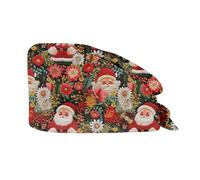 Natale Cuffie da Infermiera monouso Cuffie mediche per Capelli e Barba Berretto Chirurgico Stampato in Morbido Cotone Cappello da Infermiera Cappello da Chef Riutilizzabile Cuffie Sala Operatoria