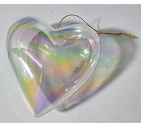 NATALE CUORE TRASPARENTE IRIDESCENTE PLEXIGLASS 10 cm diam. 6 Pezzi APRIBILE BOMBONIERE GADGETS
