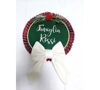 NATALE DECORAZIONE FUORIPORTA PERSONALIZZATO SCOTTISH FIOCCO BIANCO 33 x 43 CM