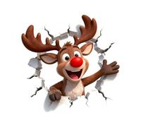 Natale Decorazioni Casa, Divertente Babbo Natale Rompe Attraverso La Parete Adesivi Natalizi, Christmas Decorations per Porte Interne, Finestre Decorazioni Natalizie per Interni(H)