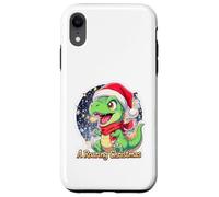 Natale Dino T-Rex Drago Auguri Roaring Christmas Custodia per iPhone XR