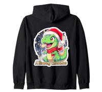 Natale Dino T-Rex Drago Auguri Roaring Christmas Felpa con Cappuccio