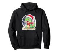 Natale Dino T-Rex Drago Auguri Roaring Christmas Felpa con Cappuccio