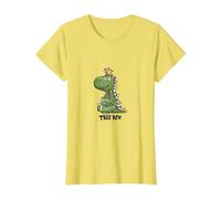 Natale Dinosauro Tree Rex Maglietta, Donna, Limone, XS