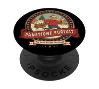 Natale Divertente con Abbuffata Uomo Fugge dal Panettone PopSockets PopGrip Adesivo