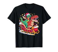 Natale Drago Slitta T-Rex Dinosauro Draghi Maglietta