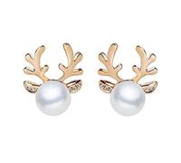 Natale Ear Studs Antlers Perle Placcato Nastro Orecchini Borchie Compleanno Festival Gioielli 2.0 * 1.8 CM DoratoDurability