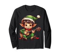 Natale Elfo Ukulele Giocatore Ukulelist Natale Pigiama Maglia a Manica