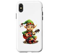 Natale elfo Ukulele Player Xmas Party Ukulelist Musica Custodia per iPhone X/XS