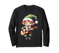 Natale Elfo Ukulele Player Xmas Party Ukulelist Musica Maglia a Manica