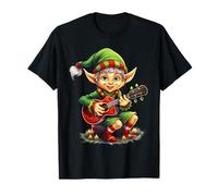 Natale Elfo Ukulele Player Xmas Party Ukulelist Musica Maglietta