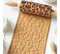 Natale fai da te in rilievo rotolamento, inciso go Mattarello for goffratura profondamente inciso con motivo Paisley a forma di cervo dell'albero di Natale, rullo for pasta stampato in 3D(Style 1)