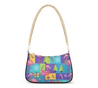 Natale forme astratte fenicotteri e icone di vacanza Trendy catena viaggio borsa a tracolla borse a mano per le donne essenziali