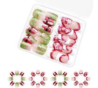 Natale Full Covers Stick On Nails Bianco Fiocco di Neve Premere Su Unghie Corte Piazza Unghie Finte Un