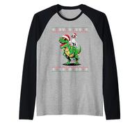 Natale German Shorthaired Pointer T-Rex Dinosauro GSP Maglia con Maniche Raglan
