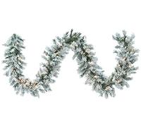 Natale Ghirlanda tralcio Verde innevato con luci 180 cm 150 Rami Pino Albero Fuori Porta LED Luce Calda