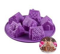 Natale House Stampi in Silicone per Dolci, FantasyDay 1 Pezzi Antiaderente Stampo Torta Muffin Sapone Cake Mold per Cubetti di Ghiaccio Biscotti, Cioccolato, Tortini, Gelatina, Dolci, Cheesecake Mouss