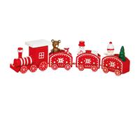 Natale IN Legno Treno Con 3 Carrozze Decorazione 20cm - Rosso