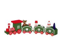 Natale IN Legno Treno Con 3 Carrozze Decorazione 20cm - Rosso