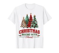 Natale Inizia con Cristo Cristo Messaggio di Fede Fredda Cristiana Maglietta