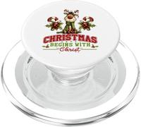 Natale inizia con Cristo Cristo Messaggio di fede fredda cristiana PopSockets PopGrip per MagSafe
