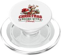 Natale inizia con Cristo Cristo Messaggio di fede fredda cristiana PopSockets PopGrip per MagSafe