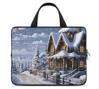 Natale Inverno Felice Scena Laptop Sleeve Ultra sottile, Impermeabile 17 Pollici Borse per Computer Portatile, Borsa Protettiva Portatile del Computer con Cinturino