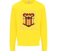 Natale Just Here For The Presents Divertente Bambini Felpa Maglione