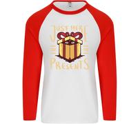 Natale Just Here For The Presents Divertente Uomo L/S Baseball T-Shirt