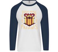Natale Just Here For The Presents Divertente Uomo L/S Baseball T-Shirt