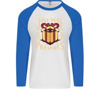 Natale Just Here For The Presents Divertente Uomo L/S Baseball T-Shirt
