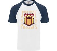Natale Just Here For The Presents Divertente Uomo S/S Baseball T-Shirt