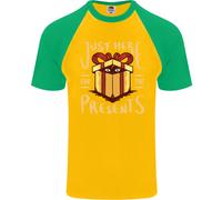 Natale Just Here For The Presents Divertente Uomo S/S Baseball T-Shirt