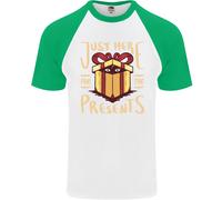 Natale Just Here For The Presents Divertente Uomo S/S Baseball T-Shirt