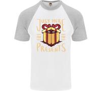 Natale Just Here For The Presents Divertente Uomo S/S Baseball T-Shirt