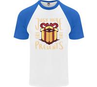 Natale Just Here For The Presents Divertente Uomo S/S Baseball T-Shirt