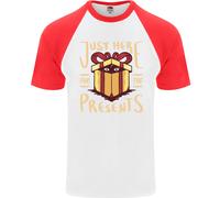 Natale Just Here For The Presents Divertente Uomo S/S Baseball T-Shirt