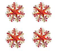 Natale Lamina Soffitto Decorazioni 2 Tono Rosso/Oro Set 4x 40cm Stella Fiocchi