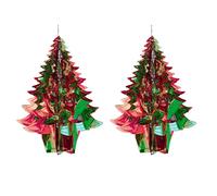 Natale Lamina Soffitto Decorazioni 2 Tono Verde/Rosso - Set 2 30cm Albero