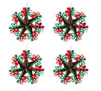 Natale Lamina Soffitto Decorazioni 2 Tono Verde/Rosso Set 4 40cm Stella Fiocchi