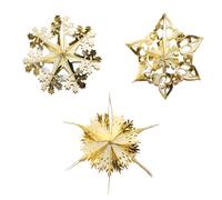Natale Lamina Soffitto Decorazioni Oro/Avorio - Set Di 3 Stella Appendini