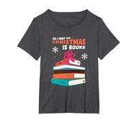 Natale Libri Leggere Bookworm Capodanno Babbo Natale Regalo Maglietta, Donna Plus-Size, Grigio Scuro, 5X