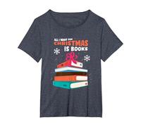 Natale Libri Leggere Bookworm Capodanno Babbo Natale Regalo Maglietta, Donna Plus-Size, Pervinca, 4X
